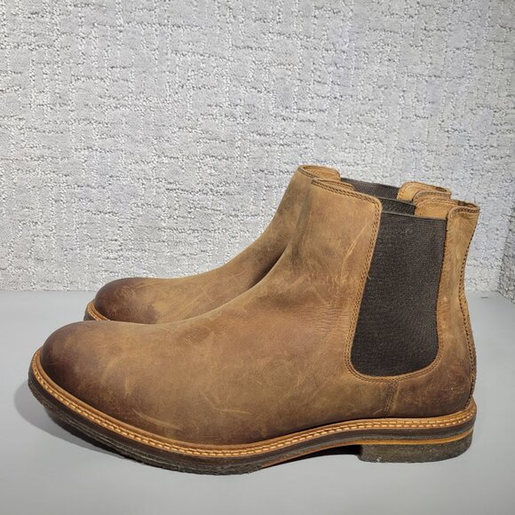 Johnston & Murphy Calder Men's US Size 12M Brown Oiled Full Grain Chelsea Boots - Picture 4 of 9